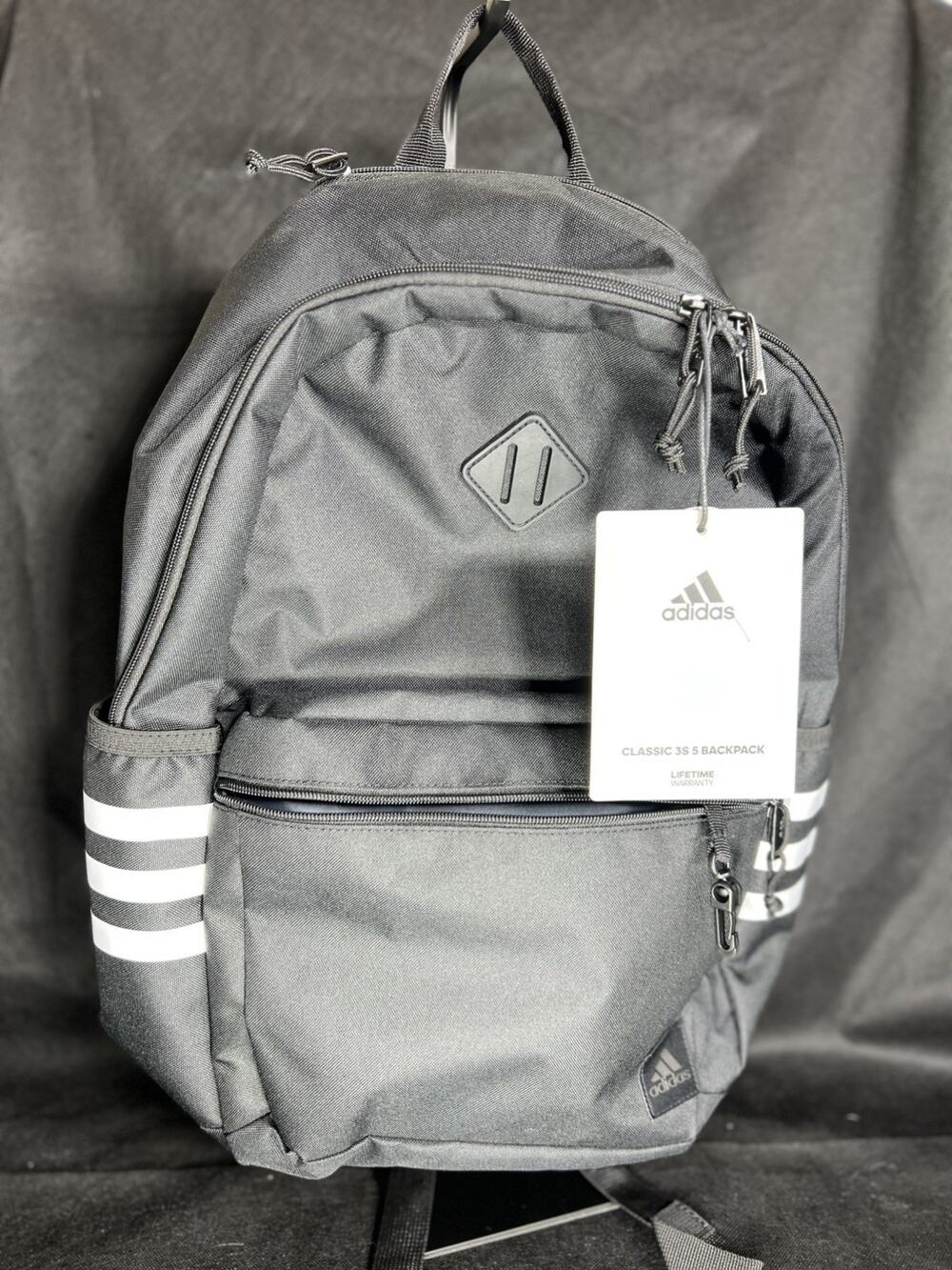 Adidas Classic 3-Stripe Backpack 5.0, Black/White, One Size, Black/White